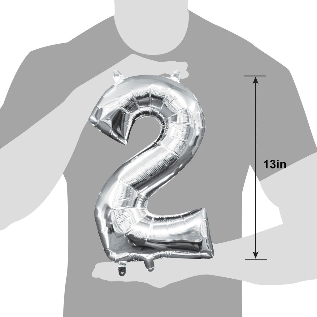13in Air-Filled Silver Number (0-9) Balloons