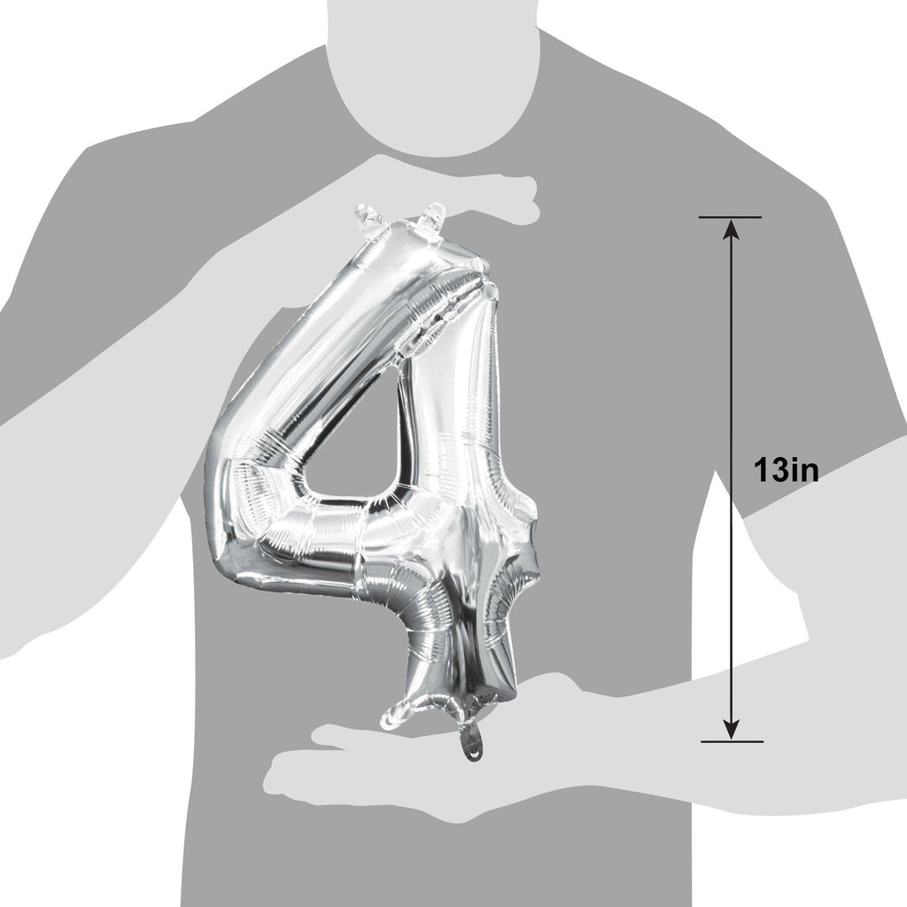 13in Air-Filled Silver Number (0-9) Balloons