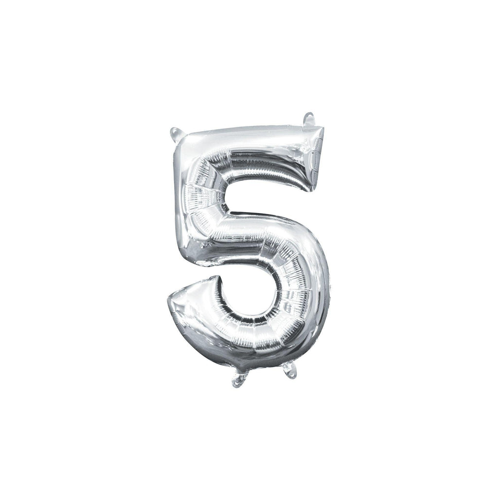 13in Air-Filled Silver Number (0-9) Balloons