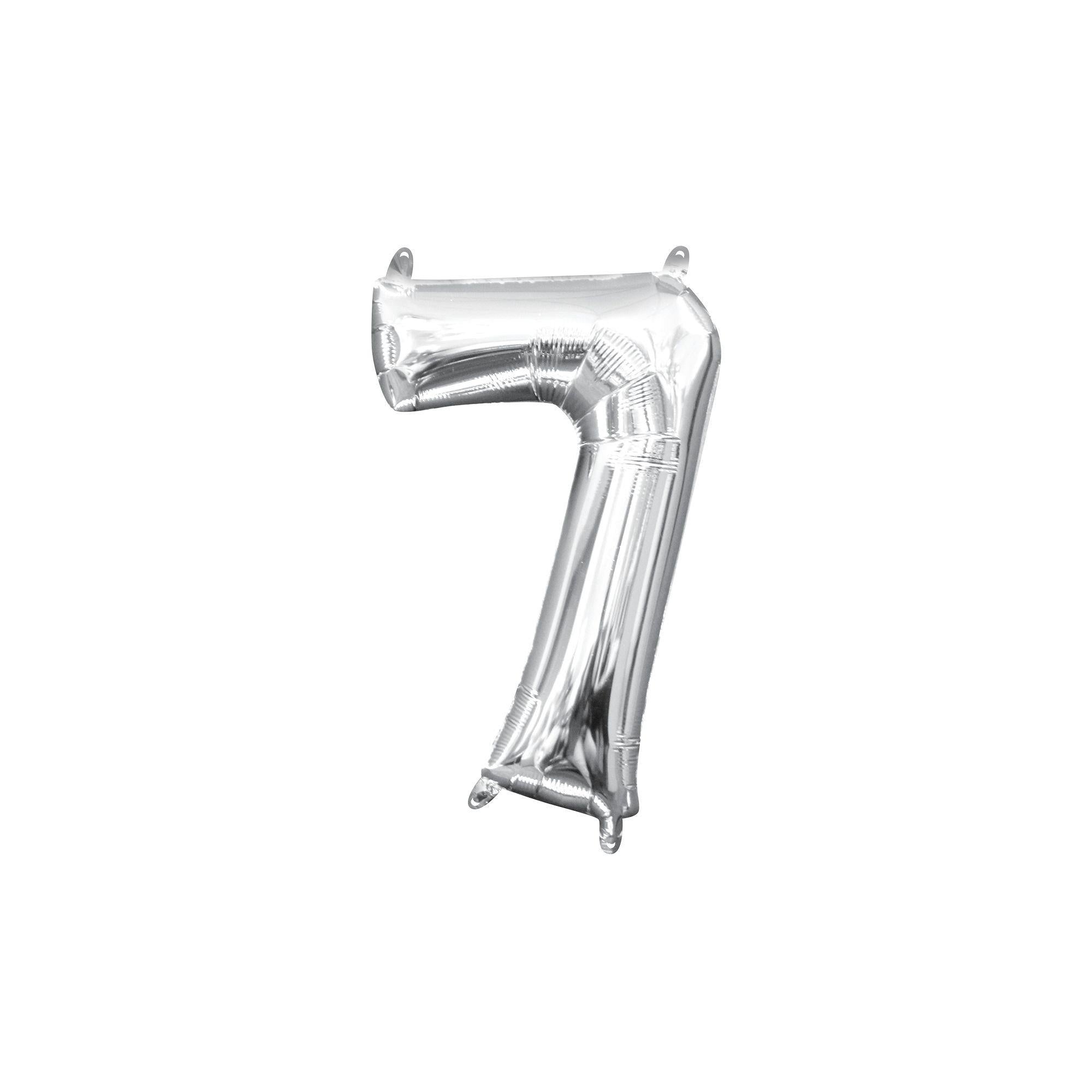 13in Air-Filled Silver Number (0-9) Balloons