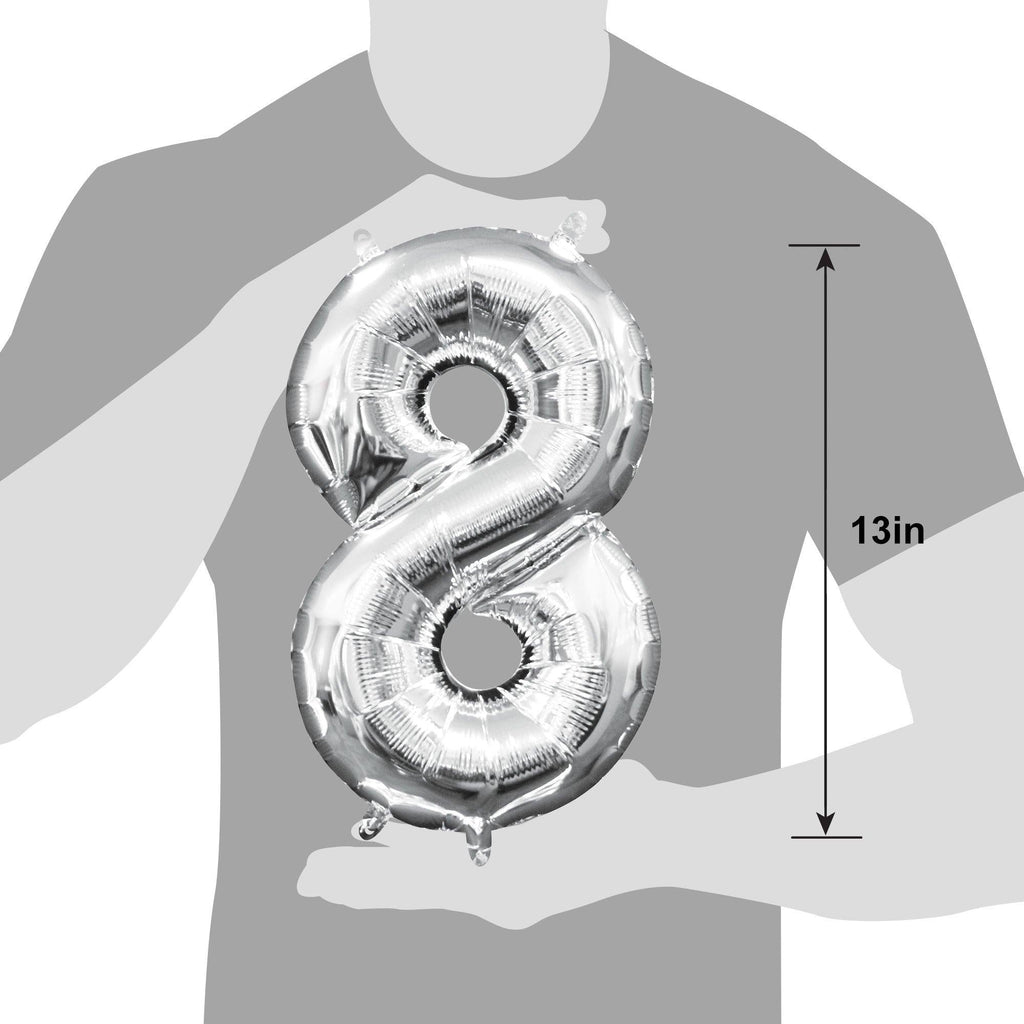 13in Air-Filled Silver Number (0-9) Balloons