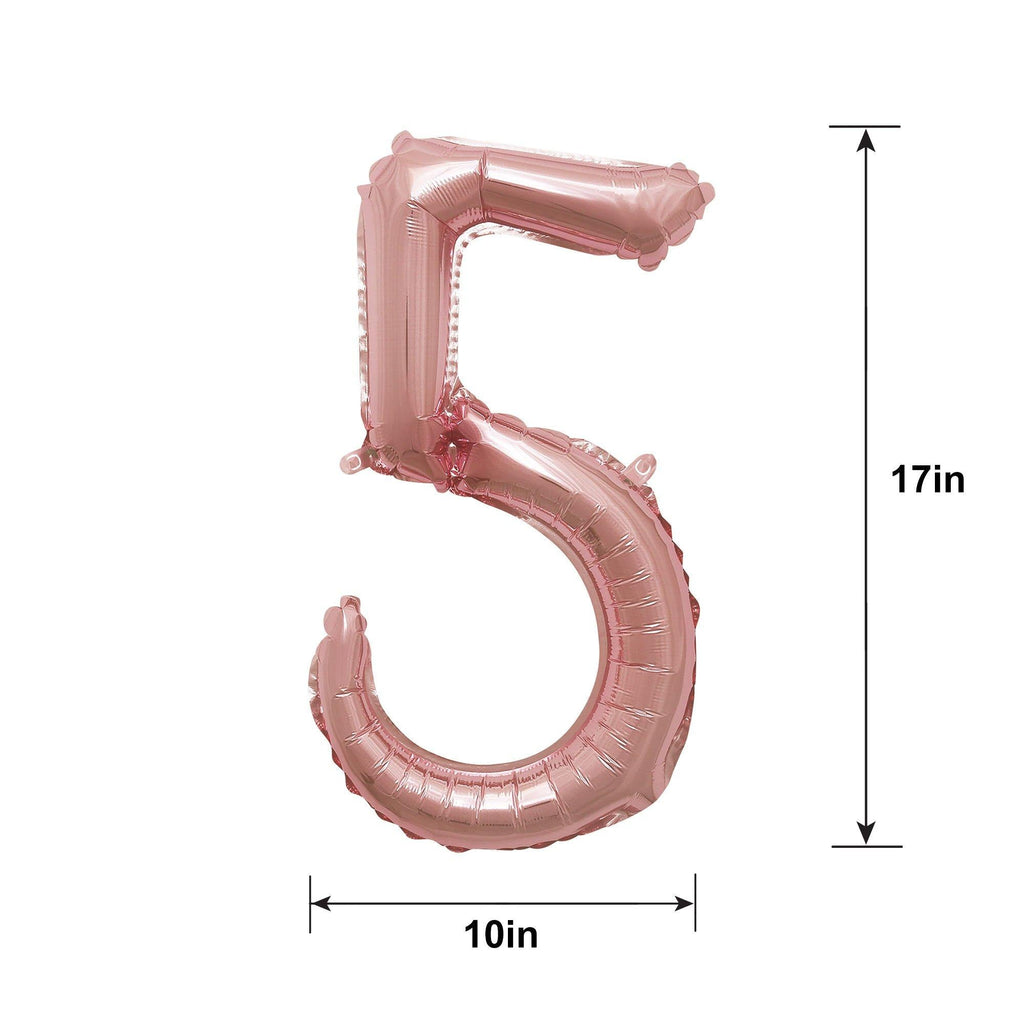Air-Filled Rose Gold Cursive Number (0-9) Foil Balloon, 10in x 18in