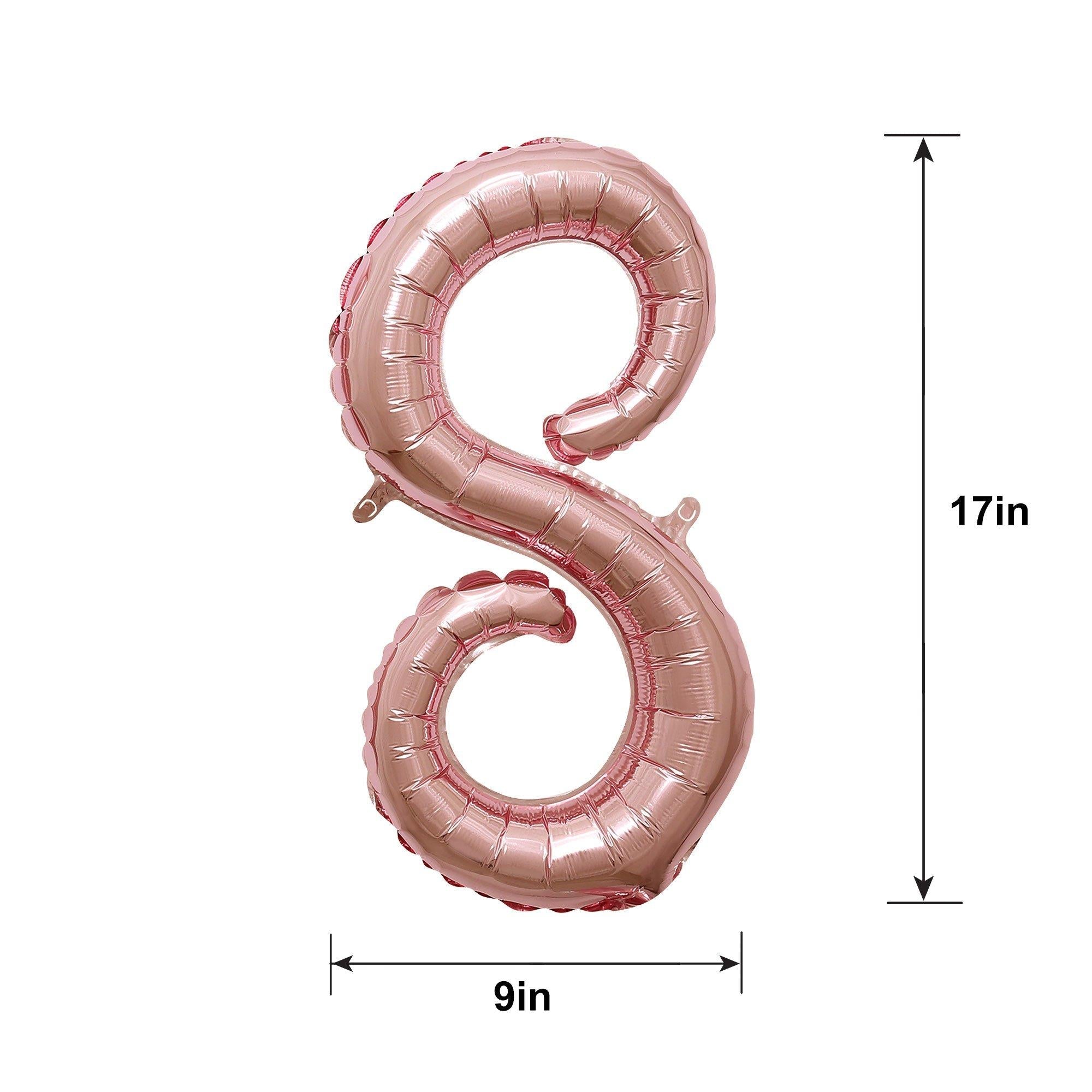Air-Filled Rose Gold Cursive Number (0-9) Foil Balloon, 10in x 18in