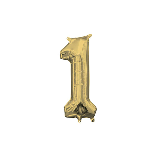13in Air-Filled White Gold Number (0-9) Balloon