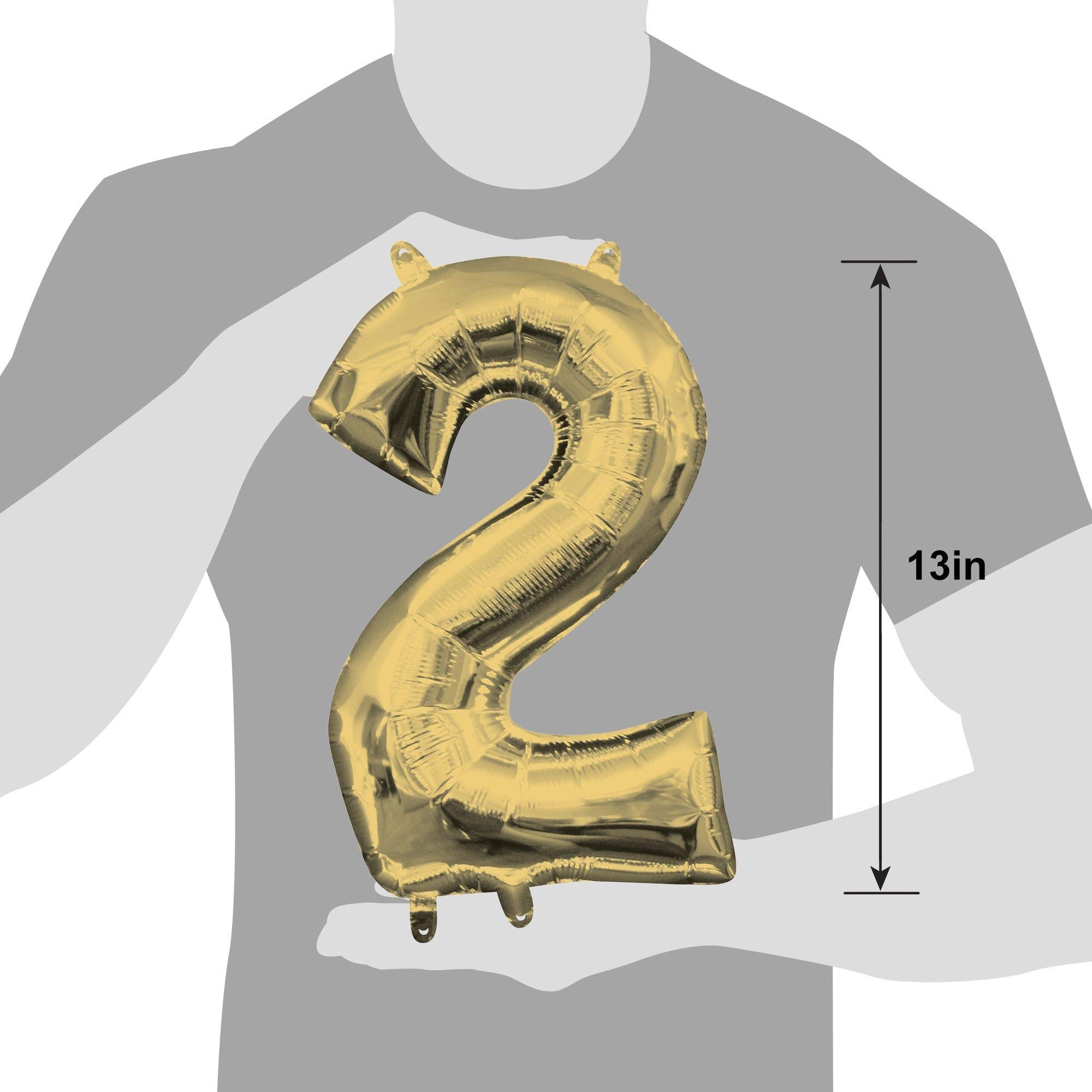 13in Air-Filled White Gold Number (0-9) Balloon
