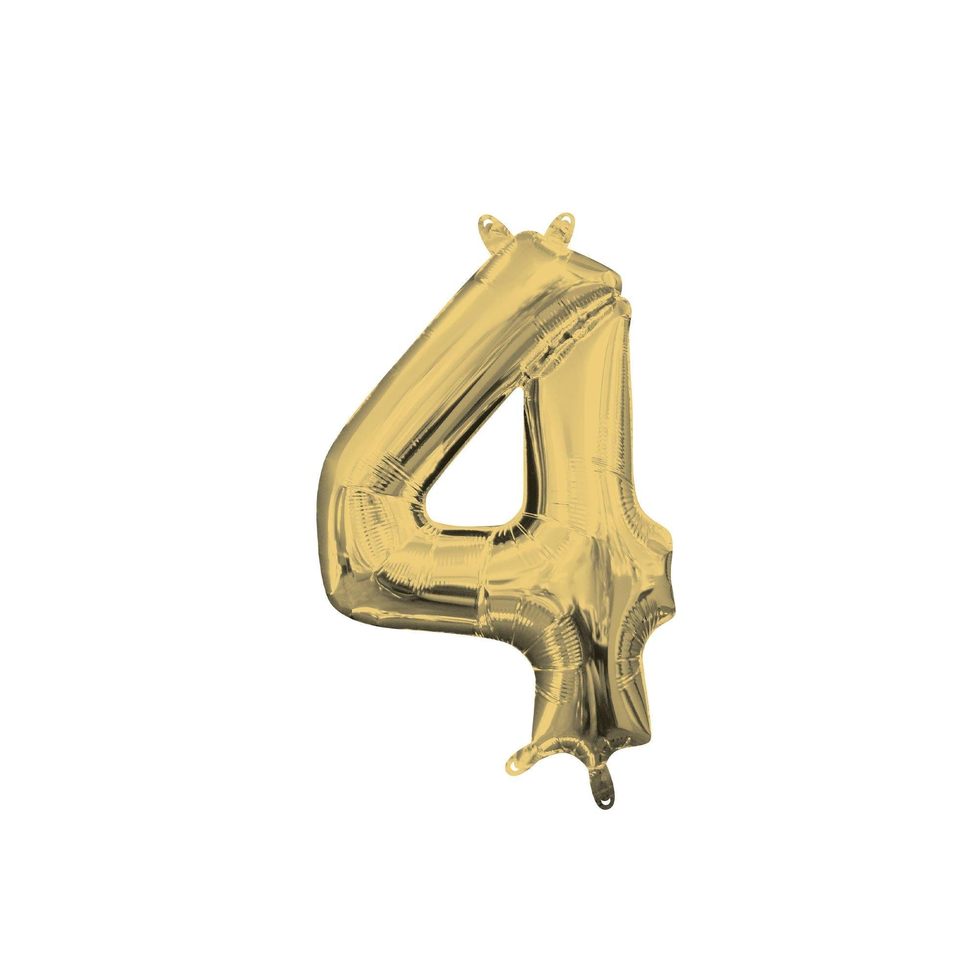 13in Air-Filled White Gold Number (0-9) Balloon