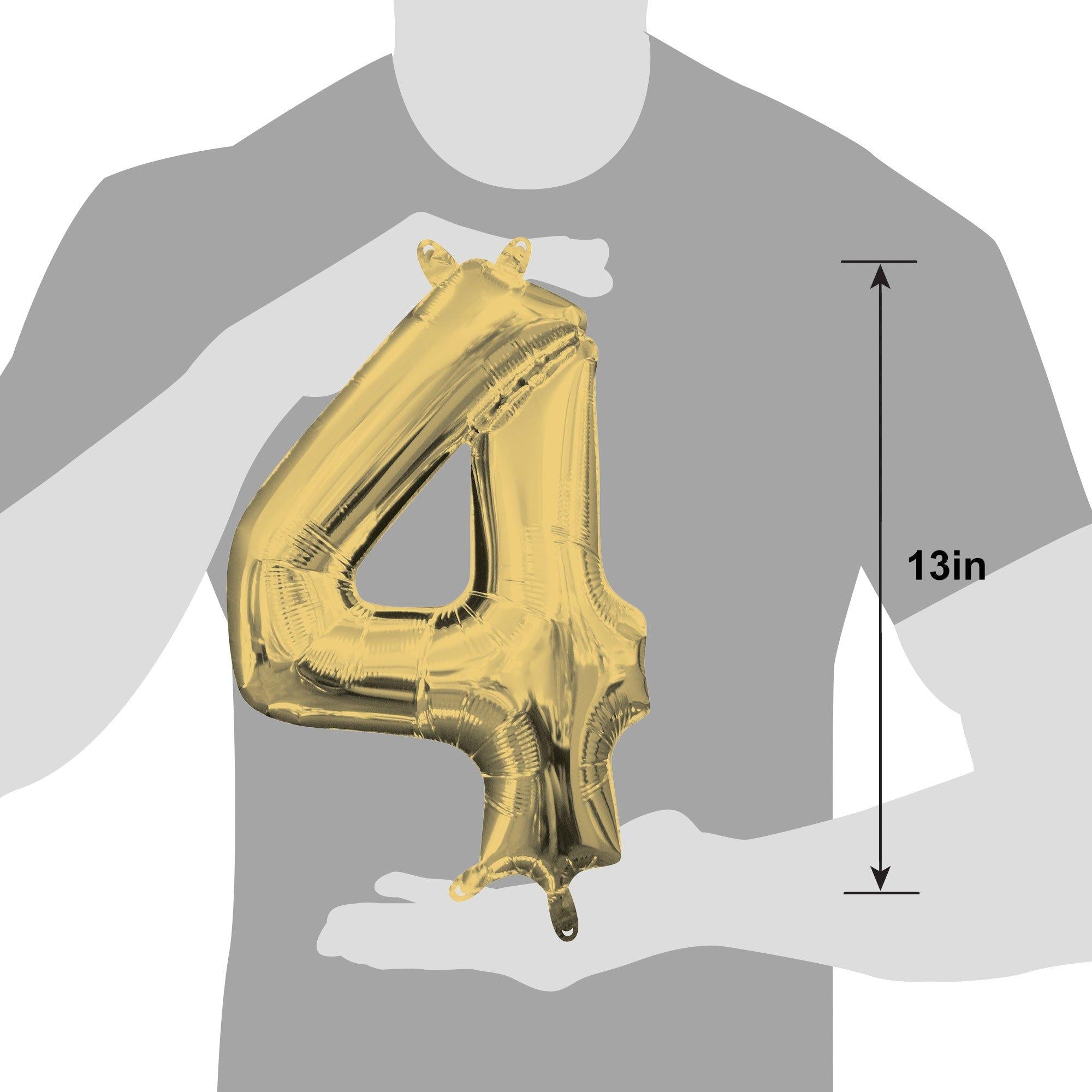 13in Air-Filled White Gold Number (0-9) Balloon