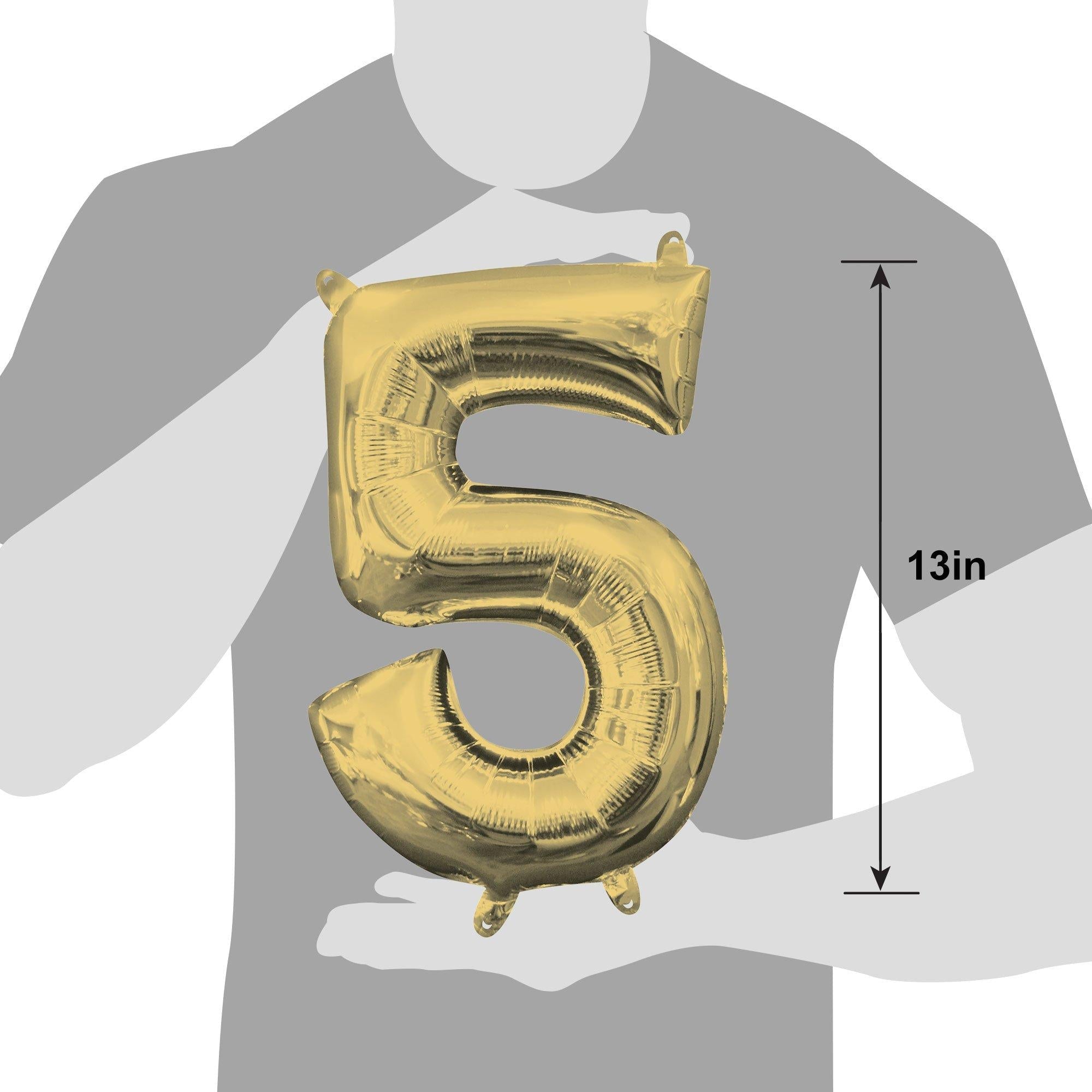 13in Air-Filled White Gold Number (0-9) Balloon